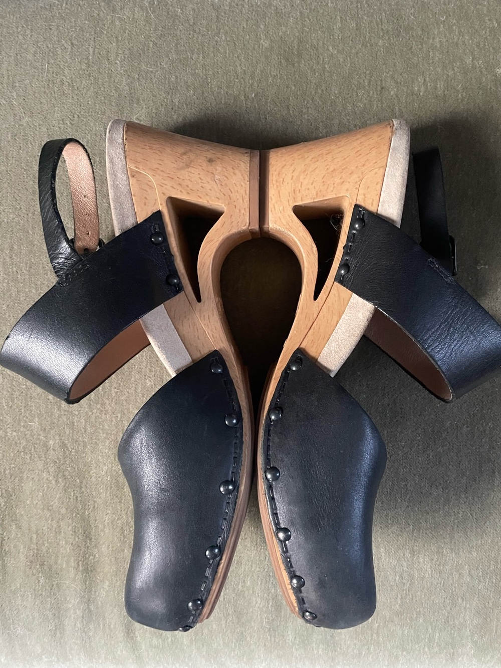 Dansko Black Leather Clogs with Wooden Heel - Picture 3 of 6